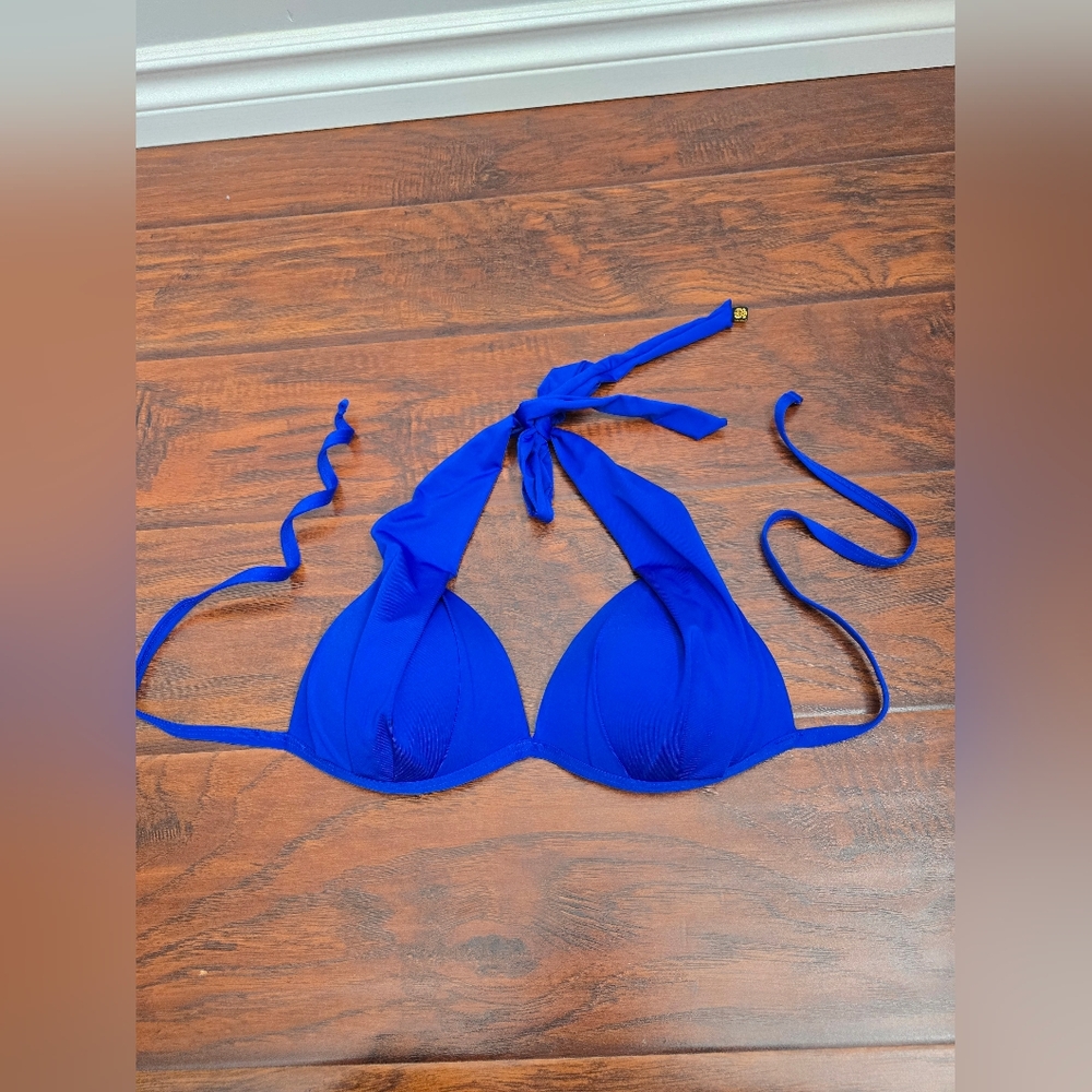 Blue Halter Bikini Top